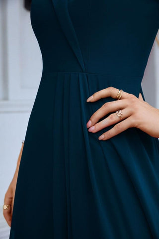 Vestido de noche de dama de honor con tirantes finos y hombros descubiertos para mujer 28093 