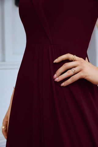 Vestido de noche de dama de honor con tirantes finos y hombros descubiertos para mujer 28093 