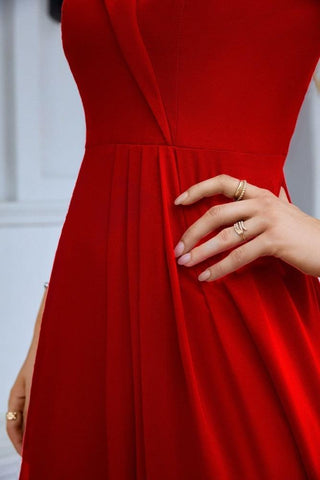 Vestido de noche de dama de honor con tirantes finos y hombros descubiertos para mujer 28093 