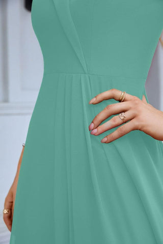 Vestido de noche de dama de honor con tirantes finos y hombros descubiertos para mujer 28093 