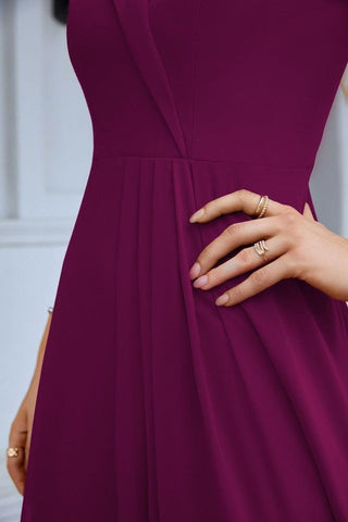 Vestido de noche de dama de honor con tirantes finos y hombros descubiertos para mujer 28093 