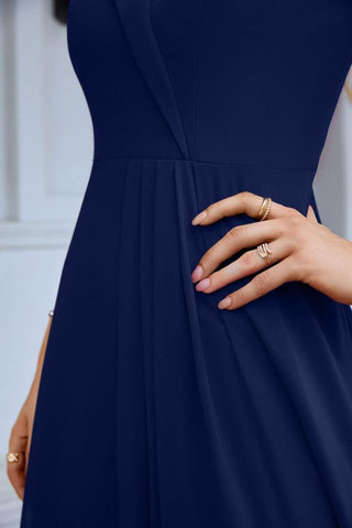 Vestido de noche de dama de honor con tirantes finos y hombros descubiertos para mujer 28093 